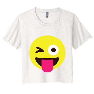 Emoticon Winking Face With Stuckout Tongue And Winking Eye Crop Top