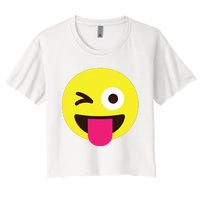 Emoticon Winking Face With Stuckout Tongue And Winking Eye Women's Crop Top Tee