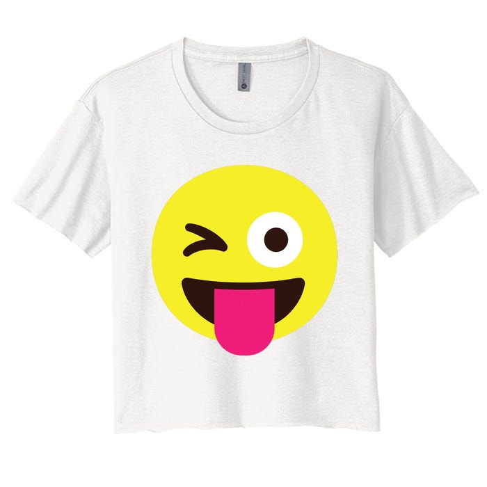 Emoticon Winking Face With Stuckout Tongue And Winking Eye Women's Crop Top Tee