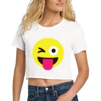 Emoticon Winking Face With Stuckout Tongue And Winking Eye Crop Top