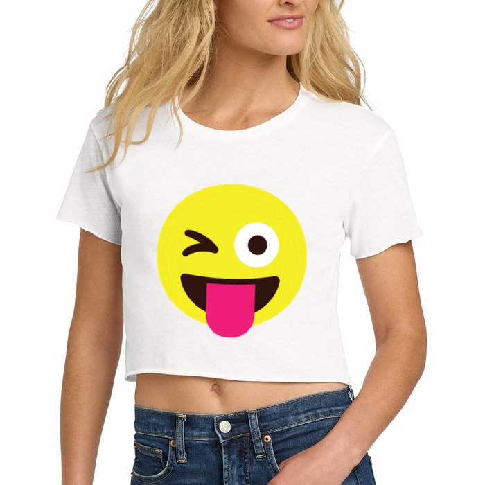 Emoticon Winking Face With Stuckout Tongue And Winking Eye Crop Top