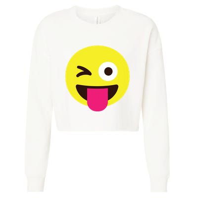 Emoticon Winking Face With Stuckout Tongue And Winking Eye Cropped Pullover Crew