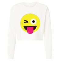 Emoticon Winking Face With Stuckout Tongue And Winking Eye Cropped Pullover Crew