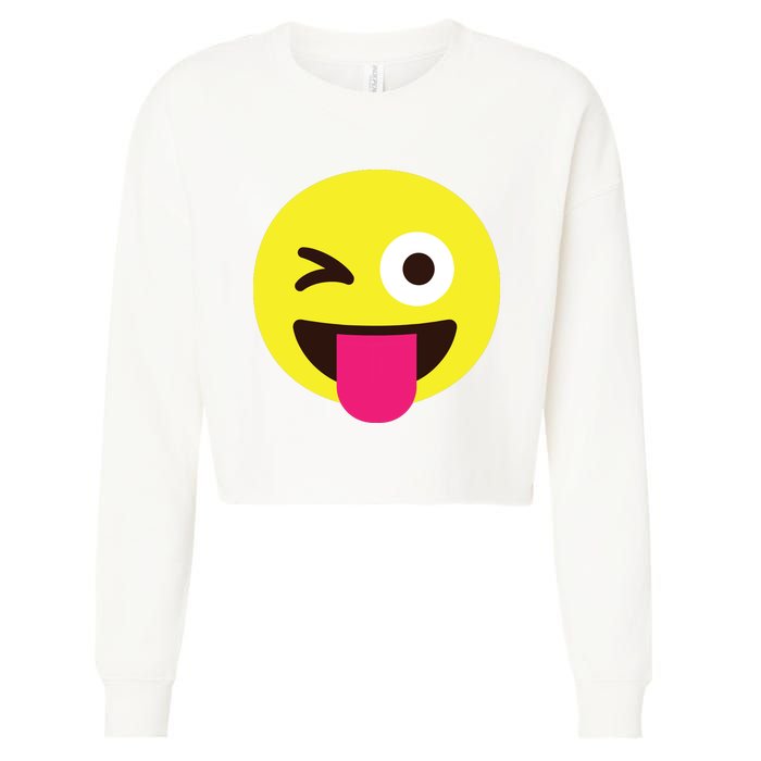 Emoticon Winking Face With Stuckout Tongue And Winking Eye Cropped Pullover Crew