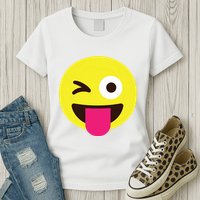 Emoticon Winking Face With Stuckout Tongue And Winking Eye Womens T-Shirt