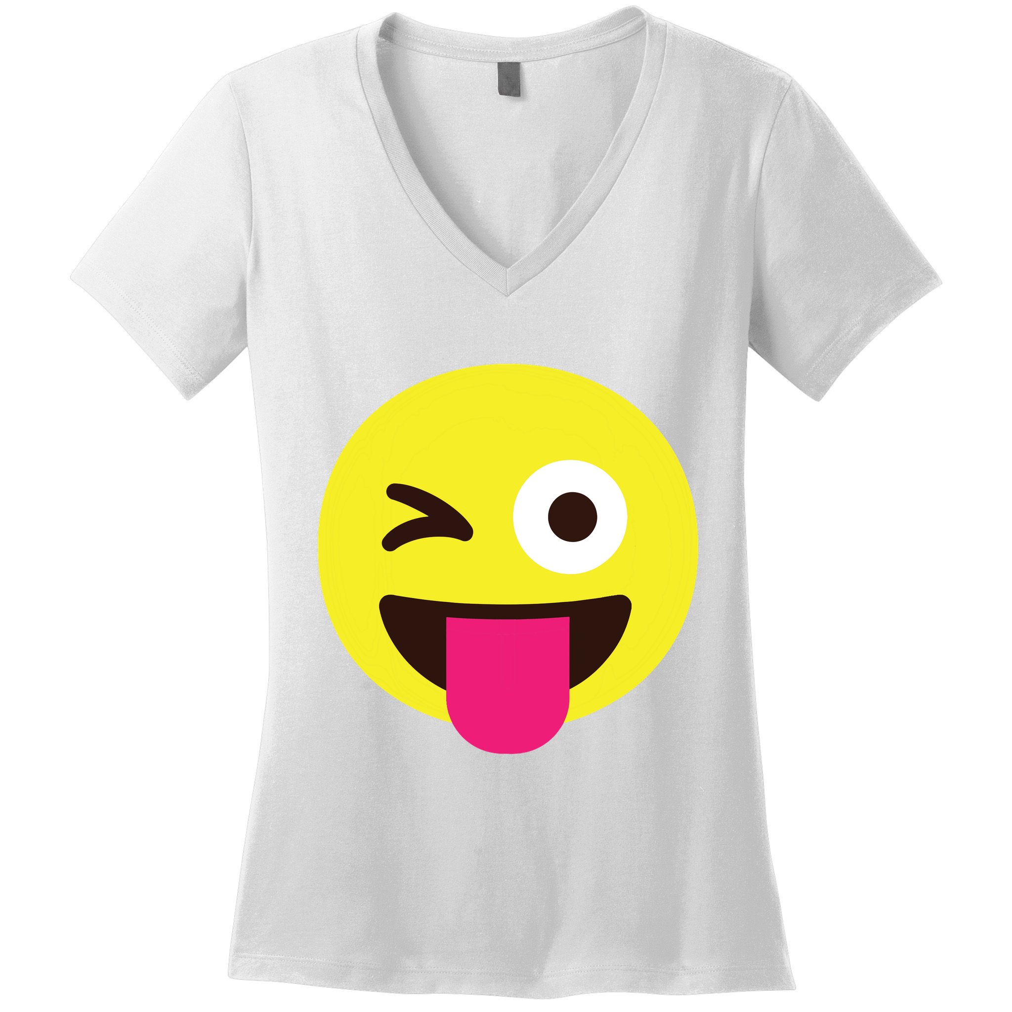 Emoticon Winking Face With Stuckout Tongue And Winking Eye Women's V-Neck T-Shirt