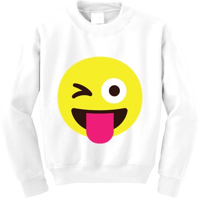 Emoticon Winking Face With Stuckout Tongue And Winking Eye Kids Sweatshirt