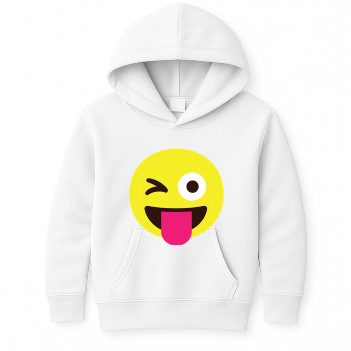 Emoticon Winking Face With Stuckout Tongue And Winking Eye Kids Hoodie