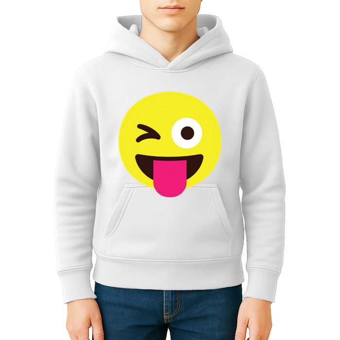 Emoticon Winking Face With Stuckout Tongue And Winking Eye Kids Hoodie