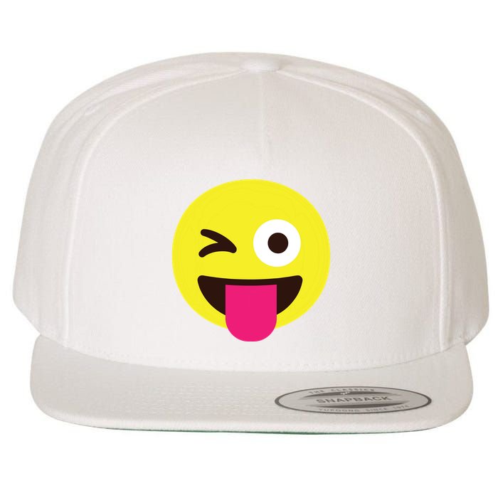 Emoticon Winking Face With Stuckout Tongue And Winking Eye Wool Snapback Cap