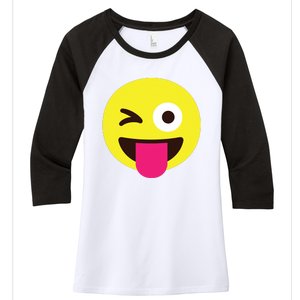 Emoticon Winking Face With Stuckout Tongue And Winking Eye Women's Tri-Blend 3/4-Sleeve Raglan Shirt