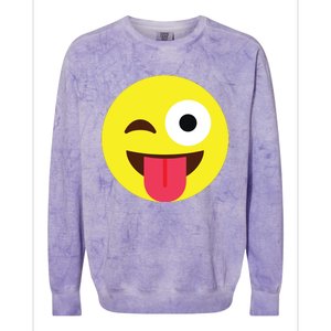 Emoticon Winking Face With Tongue Colorblast Crewneck Sweatshirt