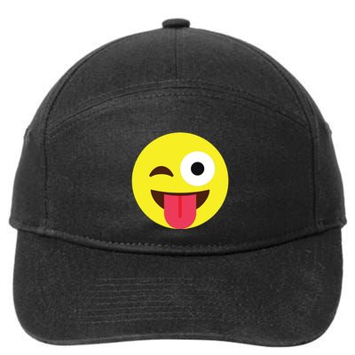 Emoticon Winking Face With Tongue 7-Panel Snapback Hat