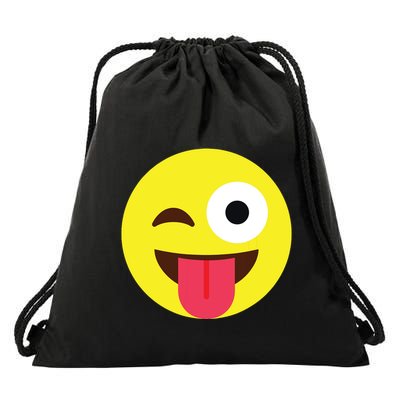 Emoticon Winking Face With Tongue Drawstring Bag