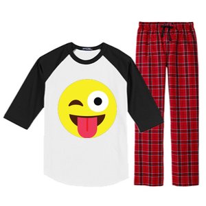 Emoticon Winking Face With Tongue Raglan Sleeve Pajama Set