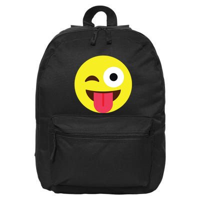 Emoticon Winking Face With Tongue 16 in Basic Backpack