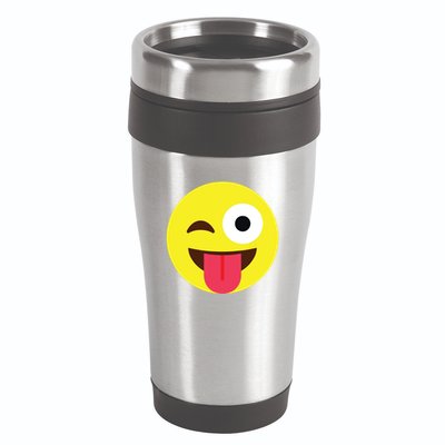 Emoticon Winking Face With Tongue 16oz Travel Tumbler