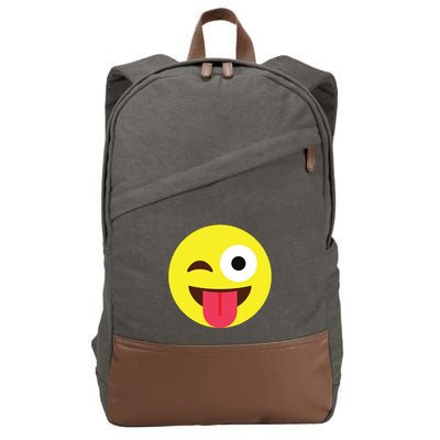 Emoticon Winking Face With Tongue Cotton Canvas Backpack