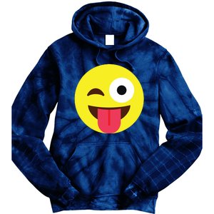 Emoticon Winking Face With Tongue Tie Dye Hoodie