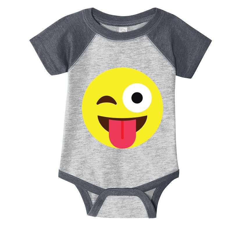 Emoticon Winking Face With Tongue Infant Baby Jersey Bodysuit