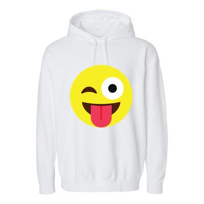 Emoticon Winking Face With Tongue Garment-Dyed Fleece Hoodie