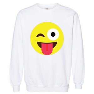 Emoticon Winking Face With Tongue Garment-Dyed Sweatshirt