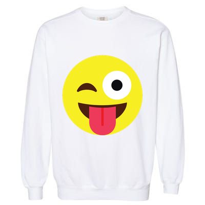 Emoticon Winking Face With Tongue Garment-Dyed Sweatshirt