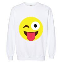 Emoticon Winking Face With Tongue Garment-Dyed Sweatshirt