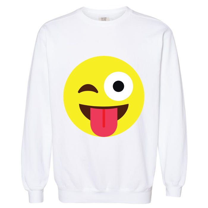Emoticon Winking Face With Tongue Garment-Dyed Sweatshirt