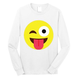 Emoticon Winking Face With Tongue Long Sleeve Shirt