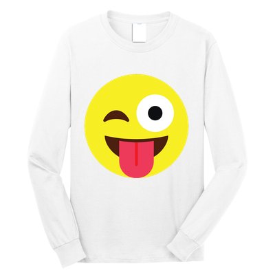 Emoticon Winking Face With Tongue Long Sleeve Shirt