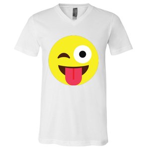 Emoticon Winking Face With Tongue V-Neck T-Shirt