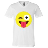 Emoticon Winking Face With Tongue V-Neck T-Shirt