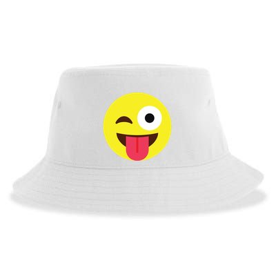 Emoticon Winking Face With Tongue Sustainable Bucket Hat
