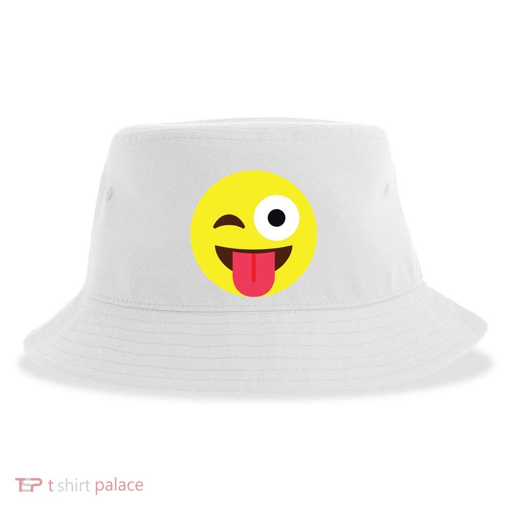 Emoticon Winking Face With Tongue Sustainable Bucket Hat