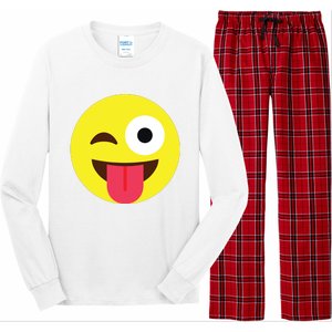 Emoticon Winking Face With Tongue Long Sleeve Pajama Set