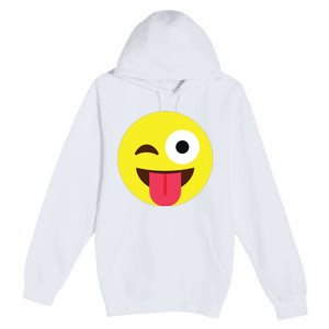 Emoticon Winking Face With Tongue Premium Pullover Hoodie