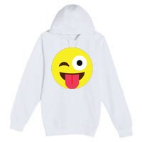 Emoticon Winking Face With Tongue Premium Pullover Hoodie