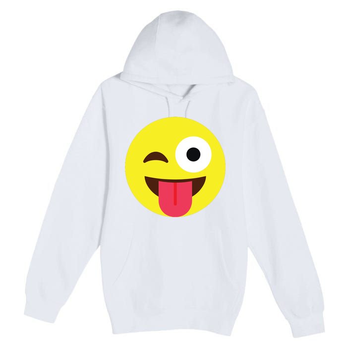 Emoticon Winking Face With Tongue Premium Pullover Hoodie