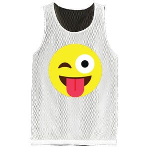 Emoticon Winking Face With Tongue Mesh Reversible Basketball Jersey Tank