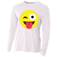 Emoticon Winking Face With Tongue Cooling Performance Long Sleeve Crew