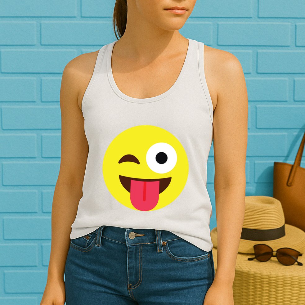 Emoticon Winking Face With Tongue Womens Tank Top
