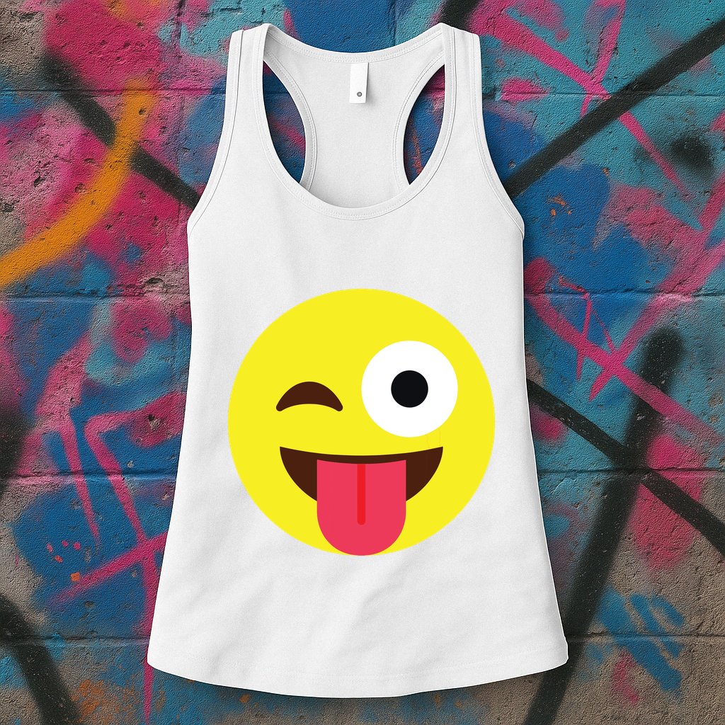Emoticon Winking Face With Tongue Womens Tank Top