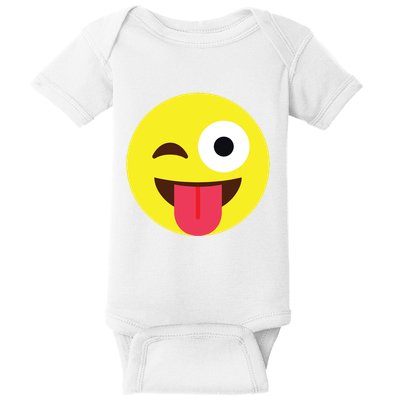 Emoticon Winking Face With Tongue Baby Bodysuit