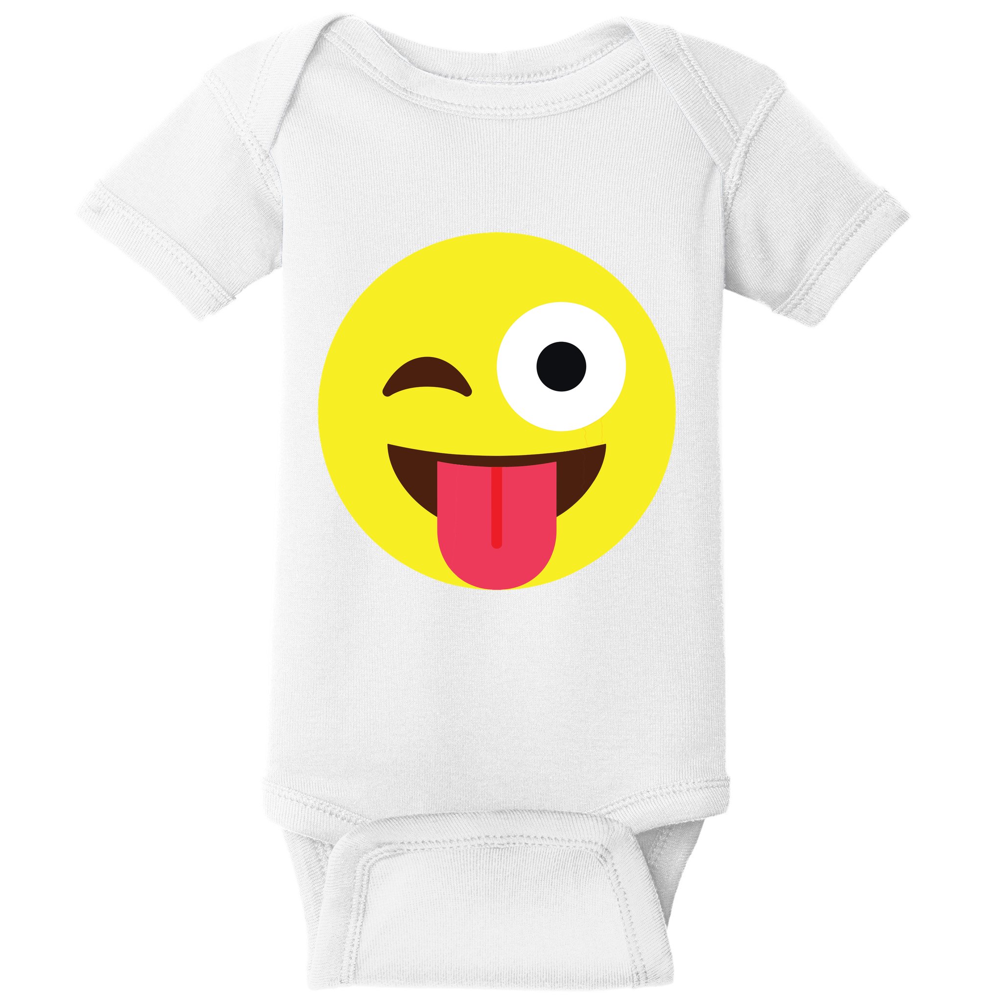 Emoticon Winking Face With Tongue Baby Bodysuit