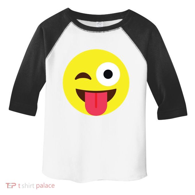 Emoticon Winking Face With Tongue Toddler Fine Jersey T-Shirt