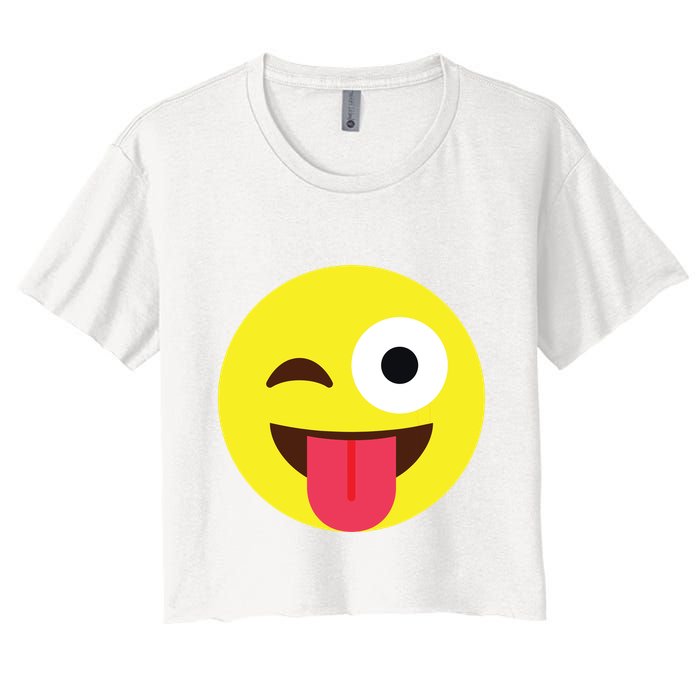 Emoticon Winking Face With Tongue Crop Top