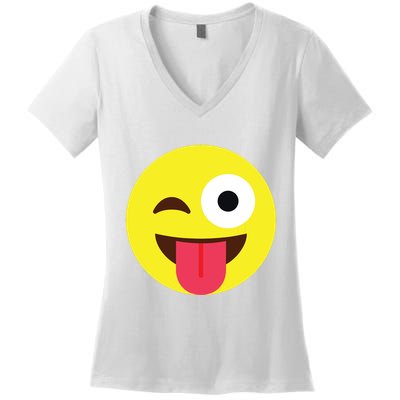 Emoticon Winking Face With Tongue Women's V-Neck T-Shirt