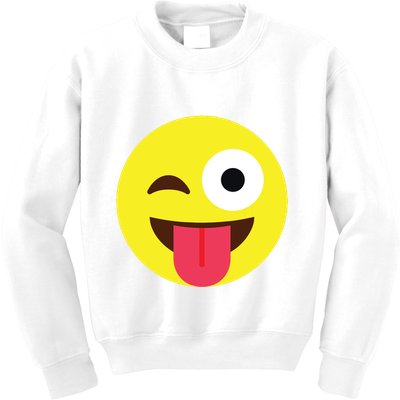 Emoticon Winking Face With Tongue Kids Sweatshirt