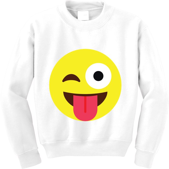 Emoticon Winking Face With Tongue Kids Sweatshirt